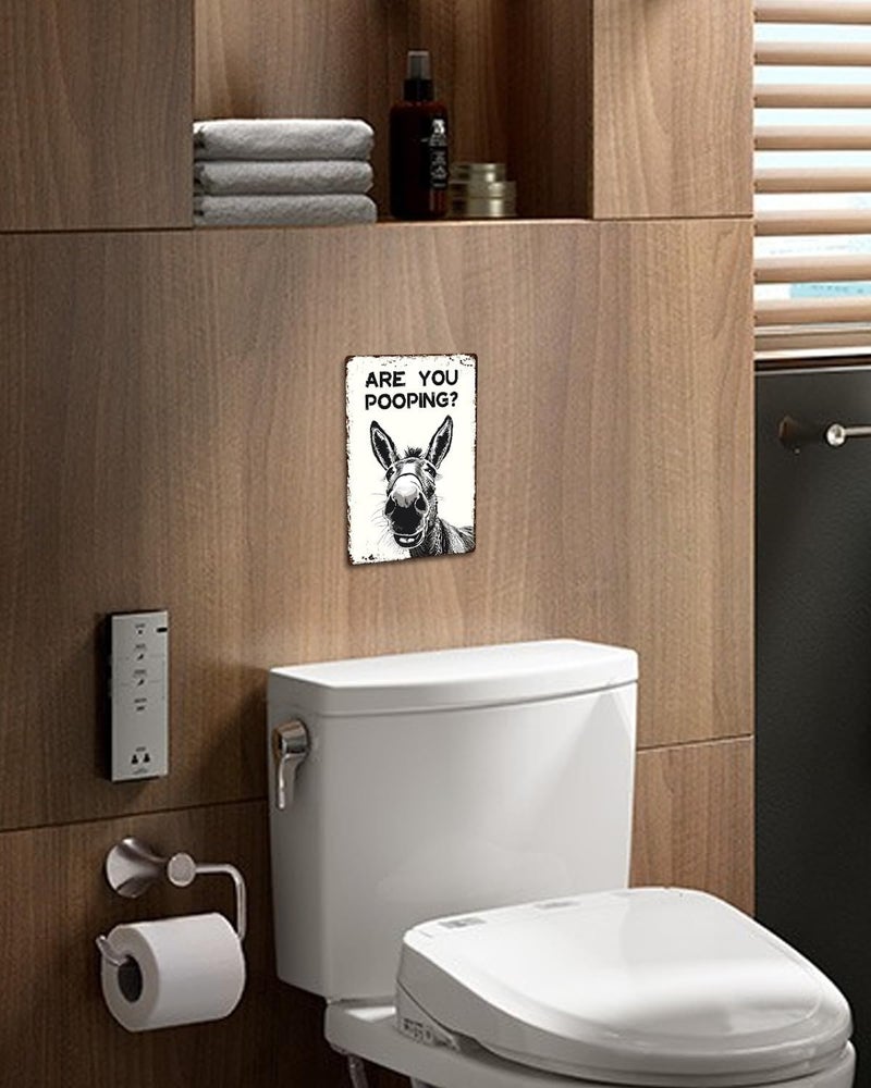 ALKB Funny Donkey Are You Pooping Metal Signs Vintage Farmhouse Bathroom Wall Decor Donkey Lovers Gift 8 x 12 Inch - Image 4
